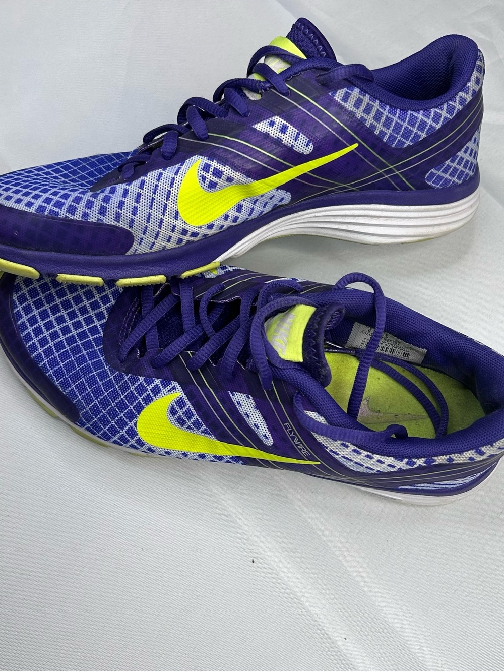 Nike Purple and Neon Yellow Mesh Running Shoes